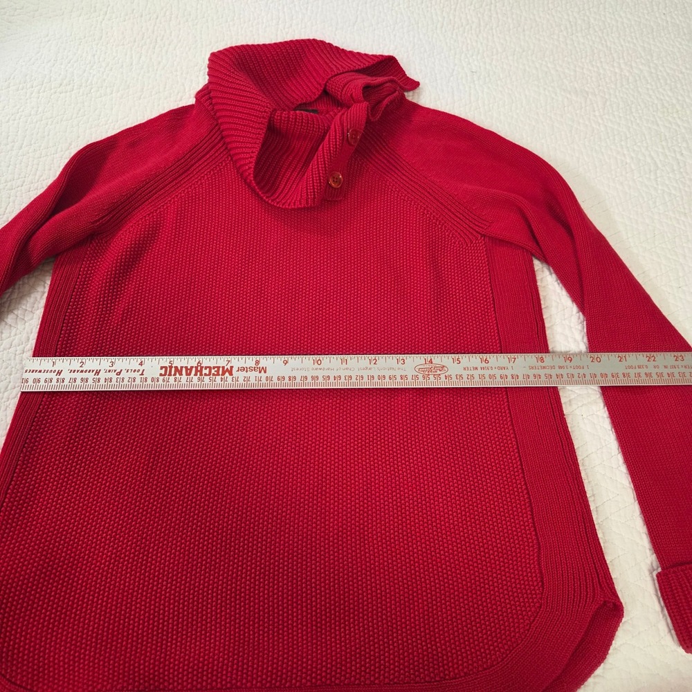 Talbots Red Cowl Neck Button Detail Shaker Knit Sweater‎ Womens Small Raglan - Picture 2 of 4